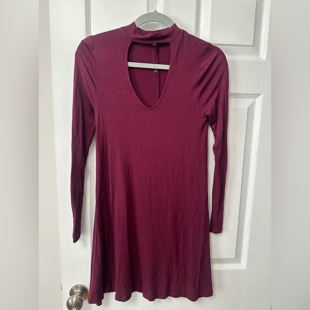 Express Red Sheath Dress Long Sleeve Scoop Neck